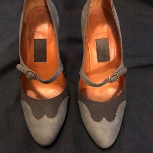 LANVIN Grey Leather Mary Jane Pumps - RARE - EU 39